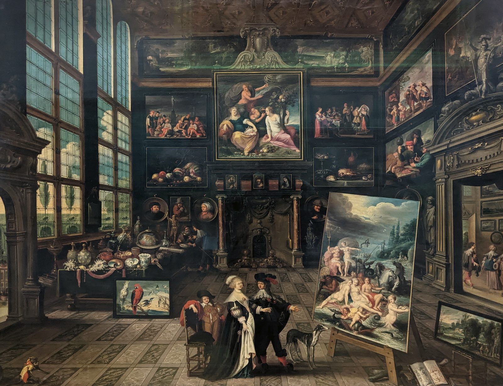 Cabinet d'amateur et galerie de tableaux, peinture flamande du XVIIe siècle
