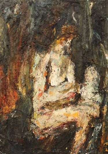 Peinture abstraite, personnage assis