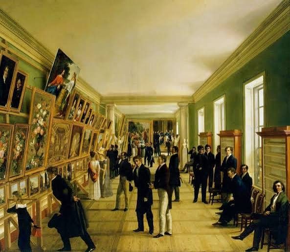 Peinture d'un salon d'exposition du XIXe siècle